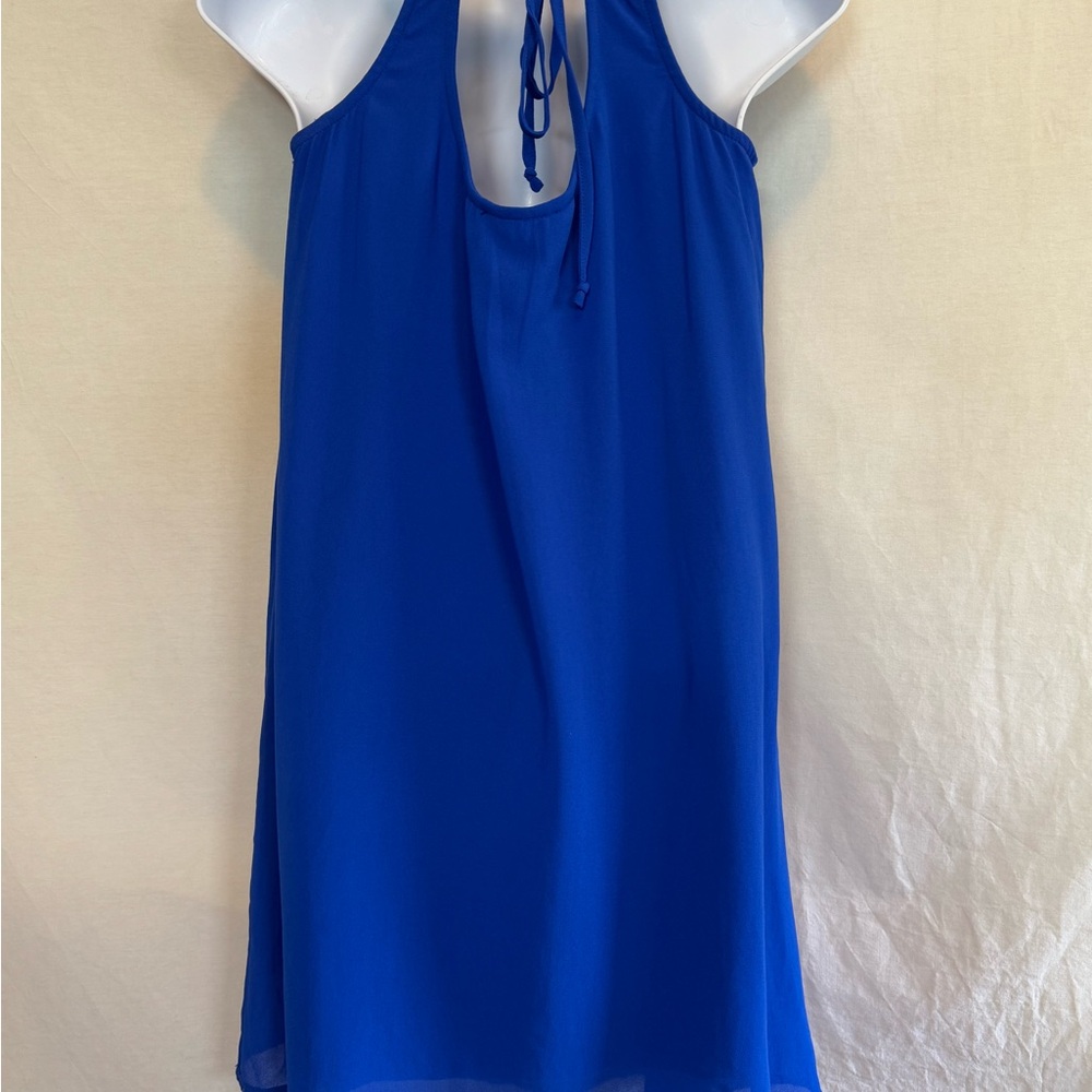 D-161 My Michelle Blue with Colorful Embroidered Detail Sleeveless MIDI Dress - Picture 7 of 12